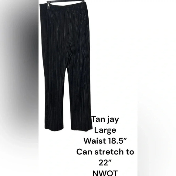 TAN JAY wide leg  crinkle pants,women  L,but can fit to XXL. Black,wrinkle free - Picture 1 of 11